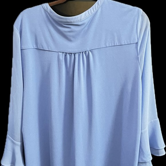 CHARTER CLUB Double Ruffle Solid Pintuck Top - Picture 3 of 4